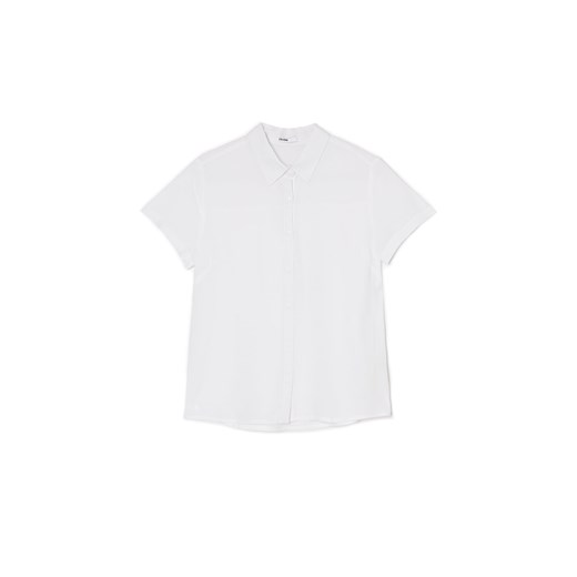 Cropp - Biała koszula z krótkim rękawem - biały ze sklepu Cropp w kategorii Koszule damskie - zdjęcie 170822737