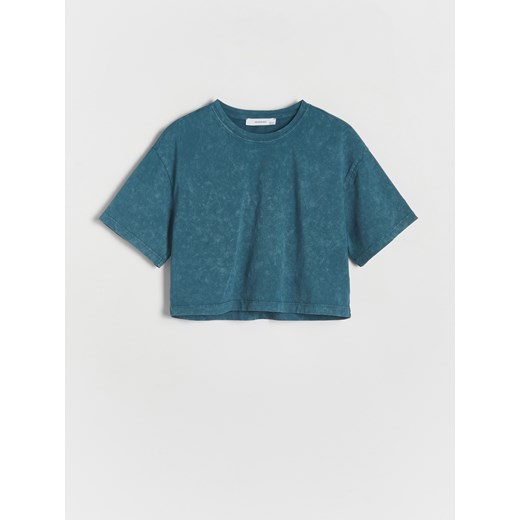 Reserved - T-shirt z efektem sprania - morski ze sklepu Reserved w kategorii Bluzki dziewczęce - zdjęcie 170823597
