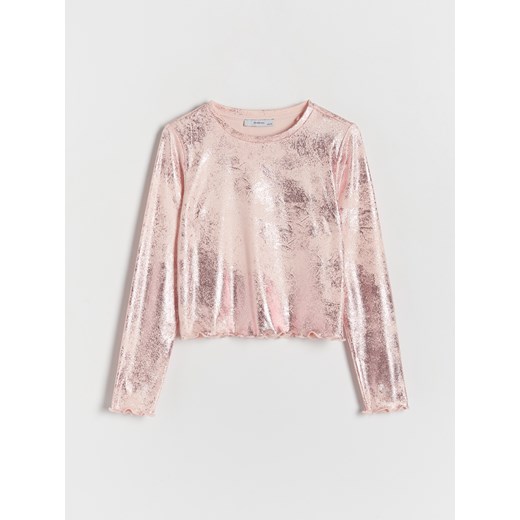 Reserved - Koszulka z metalicznym efektem - pastelowy róż ze sklepu Reserved w kategorii Bluzki dziewczęce - zdjęcie 170828645