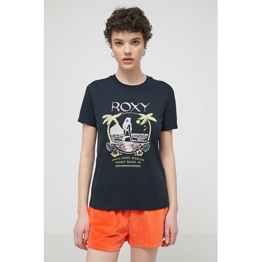 Roxy t-shirt bawełniany damski kolor czarny ERJZT05699 ze sklepu ANSWEAR.com w kategorii Bluzki damskie - zdjęcie 170830378