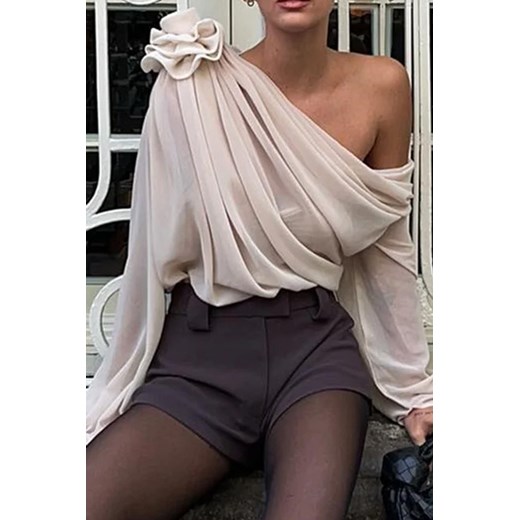 Bluzka AMOLSINA BEIGE ze sklepu Ivet Shop w kategorii Bluzki damskie - zdjęcie 170830756