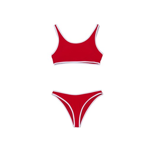 Cropp - Czerwono-białe bikini - czerwony ze sklepu Cropp w kategorii Stroje kąpielowe - zdjęcie 170831747