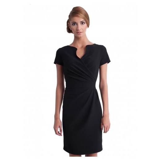 Sukienka z kopertowym dekoltem KM56 kartes-moda czarny elegancki