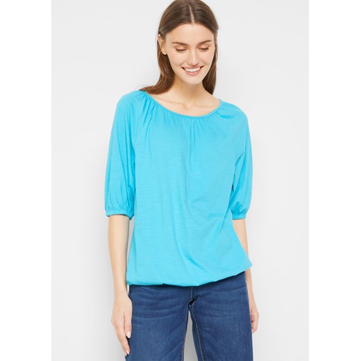 Shirt bawełniany z elastycznym dołem, krótki rękaw ze sklepu bonprix w kategorii Bluzki damskie - zdjęcie 170837635