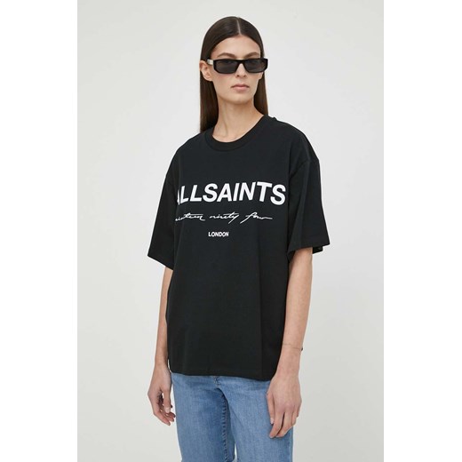 AllSaints t-shirt bawełniany HELIS CARLIE TEE damski kolor czarny ze sklepu ANSWEAR.com w kategorii Bluzki damskie - zdjęcie 170841387