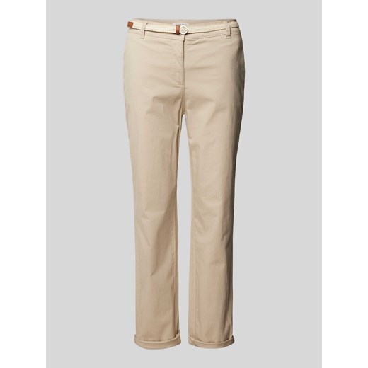 Chinosy w jednolitym kolorze z paskiem ze sklepu Peek&Cloppenburg  w kategorii Spodnie damskie - zdjęcie 170841996