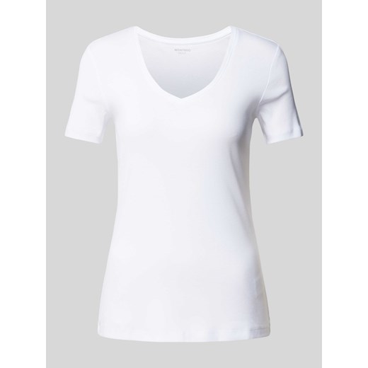 T-shirt z dekoltem w serek w jednolitym kolorze ze sklepu Peek&Cloppenburg  w kategorii Bluzki damskie - zdjęcie 170842439