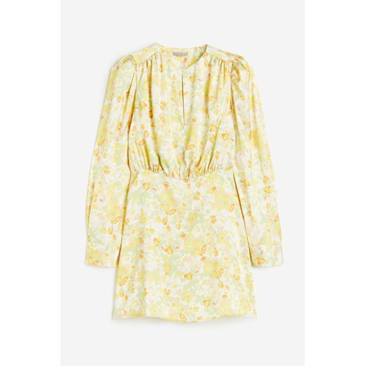 H & M - Marszczona sukienka satynowa - Żółty ze sklepu H&M w kategorii Sukienki - zdjęcie 170842746