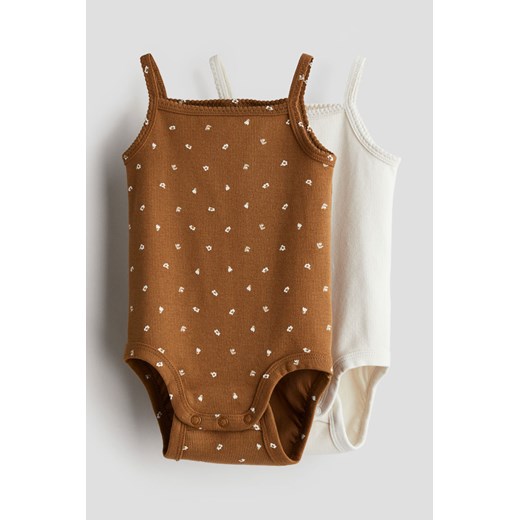 H & M - Dżersejowe body w prążki 2-pak - Beżowy ze sklepu H&M w kategorii Odzież dla niemowląt - zdjęcie 170842789