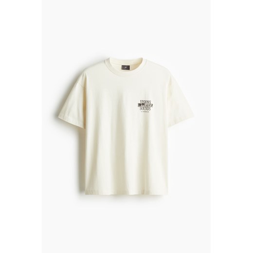 H & M - T-shirt z nadrukiem Loose Fit - Biały ze sklepu H&M w kategorii Bluzki damskie - zdjęcie 170842839