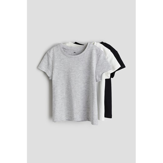 H & M - Bawełniany top 3-pak - Czarny ze sklepu H&M w kategorii Bluzki dziewczęce - zdjęcie 170842875