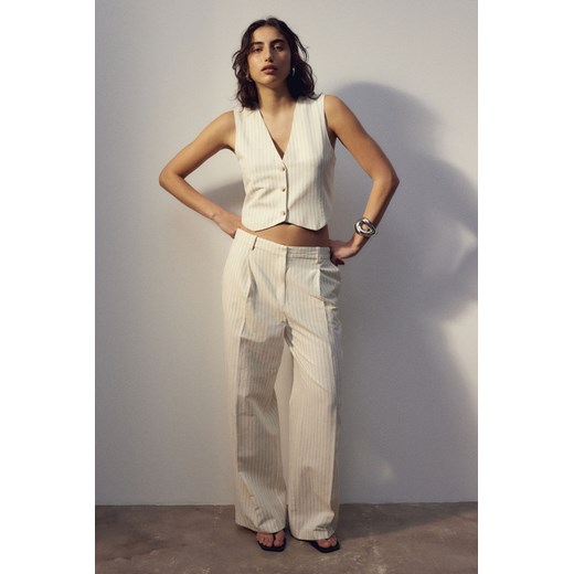 H & M - Spodnie z domieszką lnu - Biały ze sklepu H&M w kategorii Spodnie damskie - zdjęcie 170842888