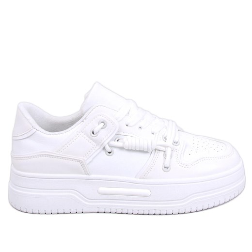 Sneakersy na wysokiej podeszwie Clavell White białe ze sklepu ButyModne.pl w kategorii Buty sportowe damskie - zdjęcie 170842997