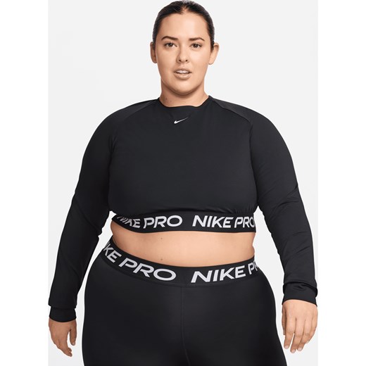 Damska koszulka o skróconym kroju z długim rękawem Dri-FIT Nike Pro 365 (duże rozmiary) - Czerń ze sklepu Nike poland w kategorii Bluzki damskie - zdjęcie 170843877