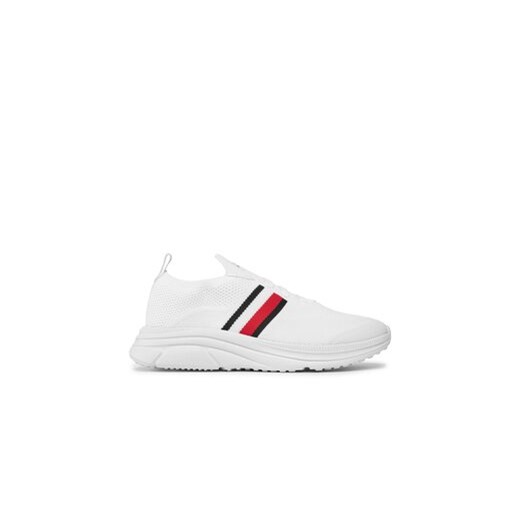 Tommy Hilfiger Sneakersy Modern Runner Knit Stripes Ess FM0FM04798 Biały ze sklepu MODIVO w kategorii Buty sportowe męskie - zdjęcie 170846229