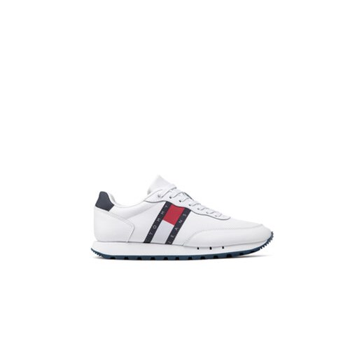 Tommy Jeans Sneakersy Leather Runner EM0EM00898 Biały ze sklepu MODIVO w kategorii Buty sportowe męskie - zdjęcie 170846638