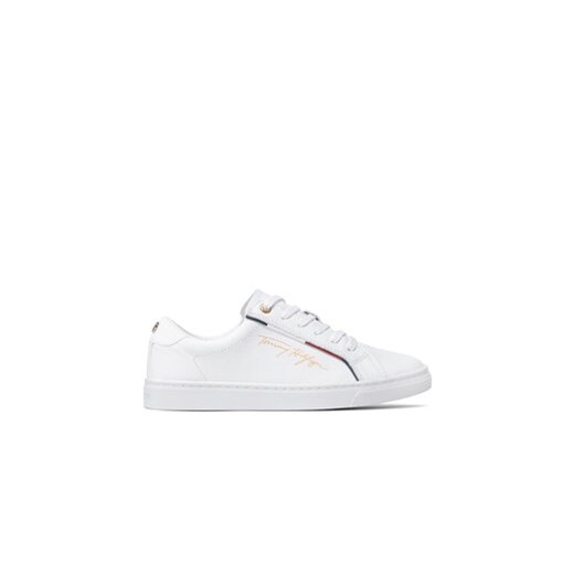 Tommy Hilfiger Sneakersy Signature Sneaker FW0FW06322 Biały ze sklepu MODIVO w kategorii Buty sportowe damskie - zdjęcie 170848589