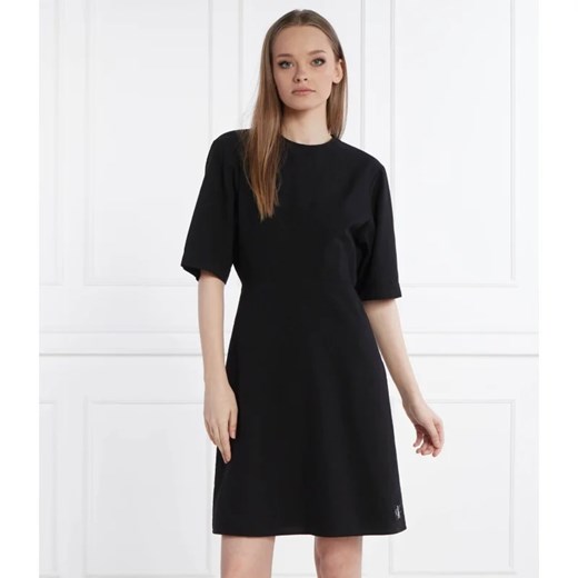 Sukienka Calvin Klein bawełniana czarna mini z krótkim rękawem 