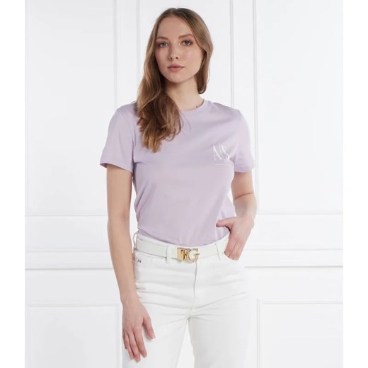 Armani Exchange bluzka damska z krótkimi rękawami z okrągłym dekoltem 