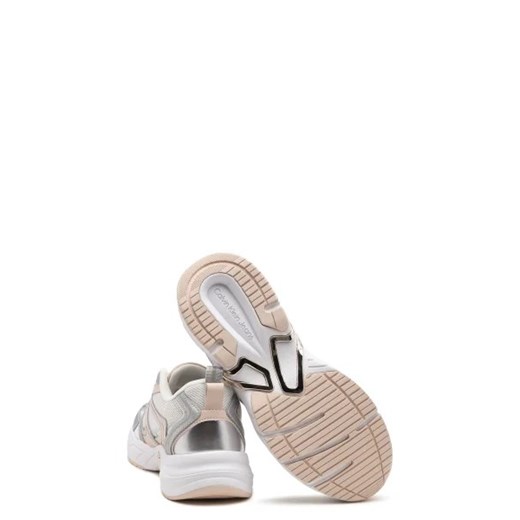 Buty sportowe damskie srebrne Calvin Klein sneakersy sznurowane na wiosnę z tworzywa sztucznego 