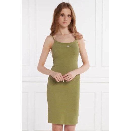 Sukienka zielona Calvin Klein dopasowana mini 