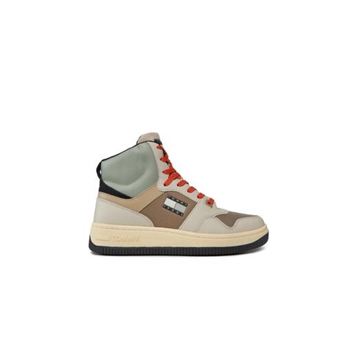 Tommy Jeans Sneakersy Tjm Basket Mid Leather EM0EM01258 Beżowy ze sklepu MODIVO w kategorii Buty zimowe męskie - zdjęcie 170853105