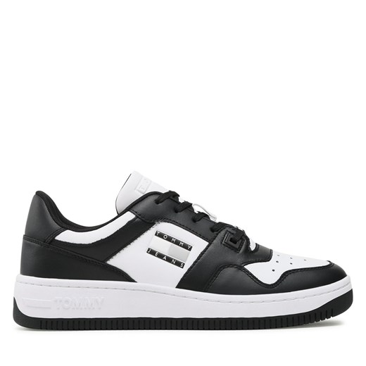 Sneakersy Tommy Jeans Basket Leather EM0EM01165 Black BDS ze sklepu eobuwie.pl w kategorii Buty sportowe męskie - zdjęcie 170854766