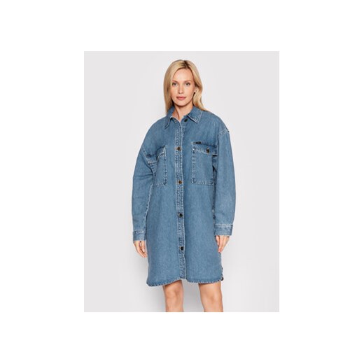 Lee Koszula jeansowa Elongated L50WAZMW 112322225 Niebieski Relaxed Fit Lee XS wyprzedaż MODIVO
