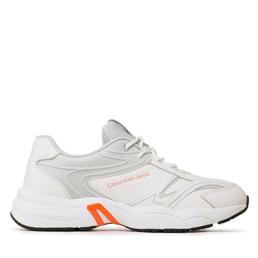 Sneakersy Calvin Klein Jeans Retro Tennis High/Low Frequency YM0YM00637 Biały ze sklepu eobuwie.pl w kategorii Buty sportowe męskie - zdjęcie 170860075