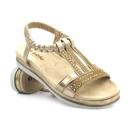 Sandały damskie - INBLU SA-46, złote ze sklepu ulubioneobuwie w kategorii Sandały damskie - zdjęcie 170866375