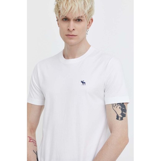 Abercrombie &amp; Fitch t-shirt bawełniany męski kolor biały gładki ze sklepu ANSWEAR.com w kategorii T-shirty męskie - zdjęcie 170867419