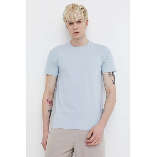 Abercrombie &amp; Fitch t-shirt bawełniany męski kolor niebieski gładki ze sklepu ANSWEAR.com w kategorii T-shirty męskie - zdjęcie 170867429