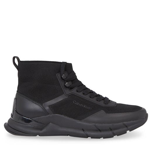 Sneakersy Calvin Klein High Top Lace Up Knit HM0HM01267 Triple Black 0GJ Calvin Klein 43 wyprzedaż eobuwie.pl