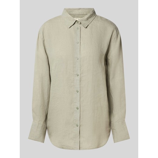 Bluzka z lnu w jednolitym kolorze ze sklepu Peek&Cloppenburg  w kategorii Koszule damskie - zdjęcie 170869249