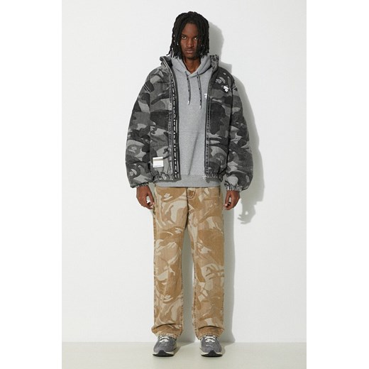 AAPE bluza Loose Fit Hoodie Back Moonface męska kolor szary z kapturem z XL PRM