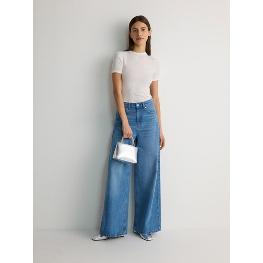 Reserved - T-shirt z wiskozą - biały Reserved XL Reserved