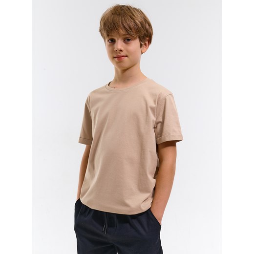 T-shirt chłopięce beżowy Gate z bawełny z krótkimi rękawami 