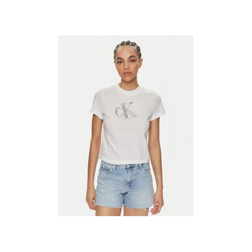 Calvin Klein Jeans T-Shirt Meta Baby J20J223165 Biały Regular Fit S MODIVO