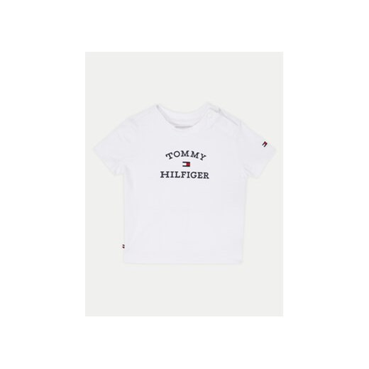 Tommy Hilfiger T-Shirt Logo KN0KN01805 Biały Regular Fit ze sklepu MODIVO w kategorii Bluzki dziewczęce - zdjęcie 170878728