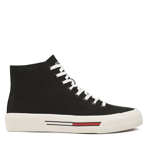 Sneakersy Tommy Jeans Mid Canvas Color EM0EM01157 Czarny ze sklepu eobuwie.pl w kategorii Trampki męskie - zdjęcie 170879577