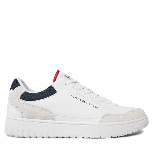 Sneakersy Tommy Hilfiger Th Basket Core Lth Mix Ess FM0FM05058 Biały ze sklepu eobuwie.pl w kategorii Buty sportowe męskie - zdjęcie 170881319