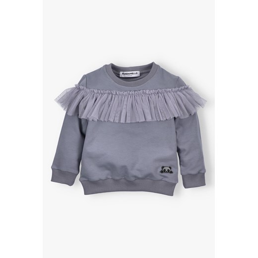Szara bluza dla dziewczynki z tiulową falbanką ze sklepu 5.10.15 w kategorii Bluzy i swetry - zdjęcie 170881427