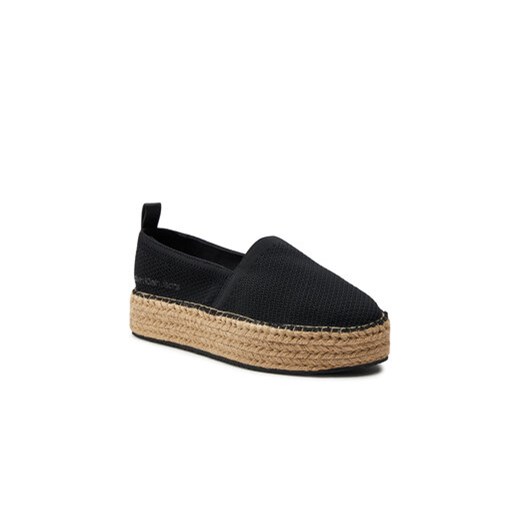 Espadryle damskie Calvin Klein na platformie czarne tkaninowe