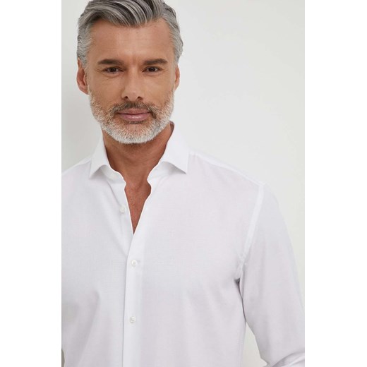 BOSS koszula męska kolor biały slim z kołnierzykiem klasycznym 50512820 ze sklepu ANSWEAR.com w kategorii Koszule męskie - zdjęcie 170883939