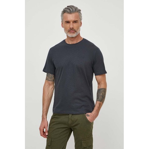 Pepe Jeans t-shirt z domieszką lnu kolor szary gładki ze sklepu ANSWEAR.com w kategorii T-shirty męskie - zdjęcie 170884216