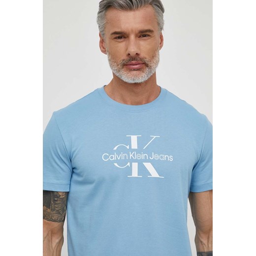 T-shirt męski Calvin Klein młodzieżowy z bawełny z krótkim rękawem 