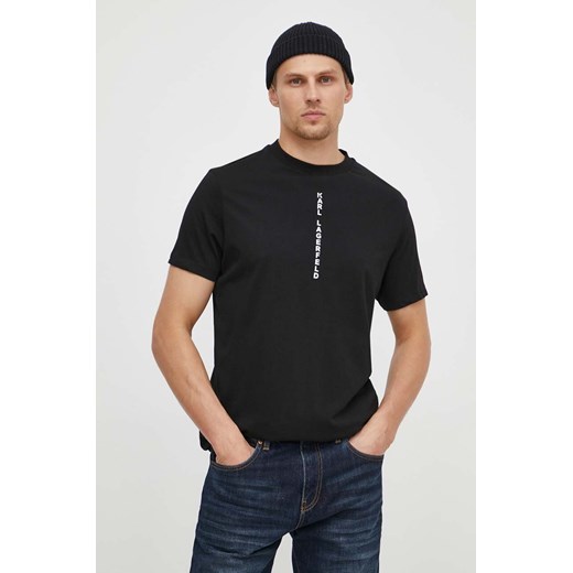 Karl Lagerfeld t-shirt bawełniany męski kolor czarny z nadrukiem ze sklepu ANSWEAR.com w kategorii T-shirty męskie - zdjęcie 170884249