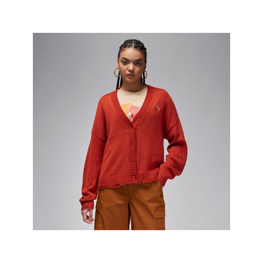 Damski kardigan z efektem znoszenia Jordan - Czerwony ze sklepu Nike poland w kategorii Swetry damskie - zdjęcie 170885508