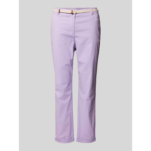 Chinosy w jednolitym kolorze z paskiem ze sklepu Peek&Cloppenburg  w kategorii Spodnie damskie - zdjęcie 170885895