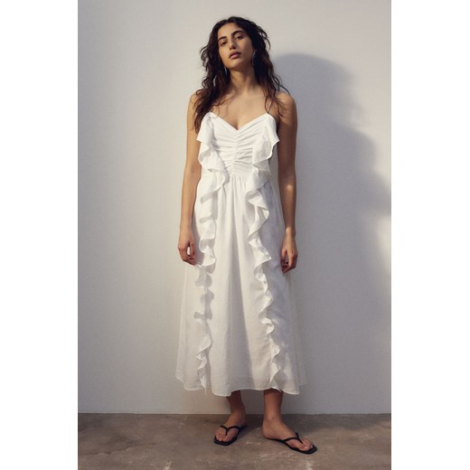 H & M - Sukienka z domieszką lnu - Biały ze sklepu H&M w kategorii Sukienki - zdjęcie 170886289